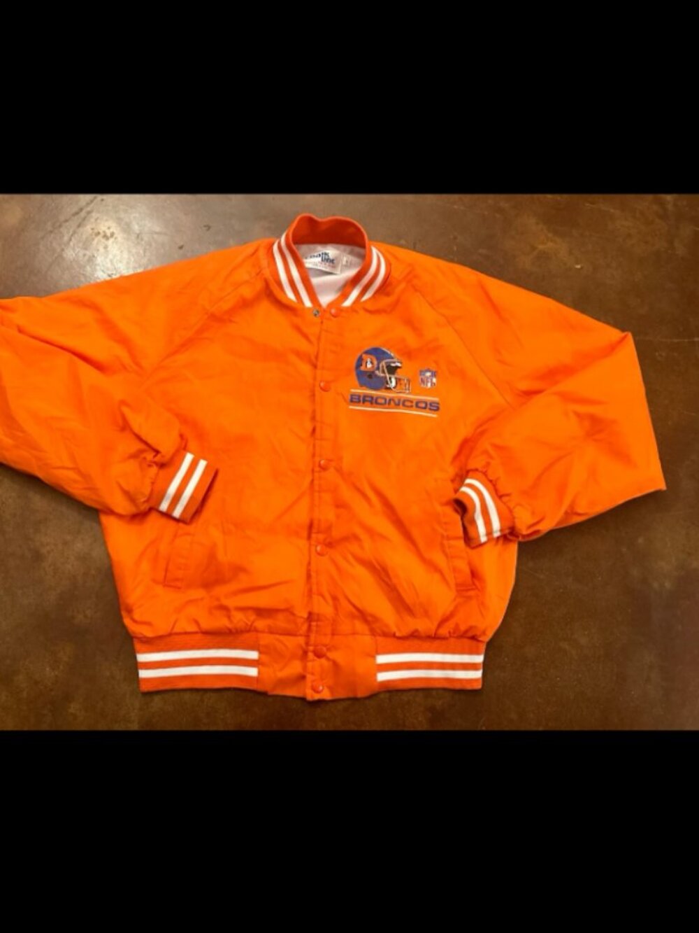 Vintage 80s Chalk Line Denver Broncos Satin Bomber Jacket Large Made USA